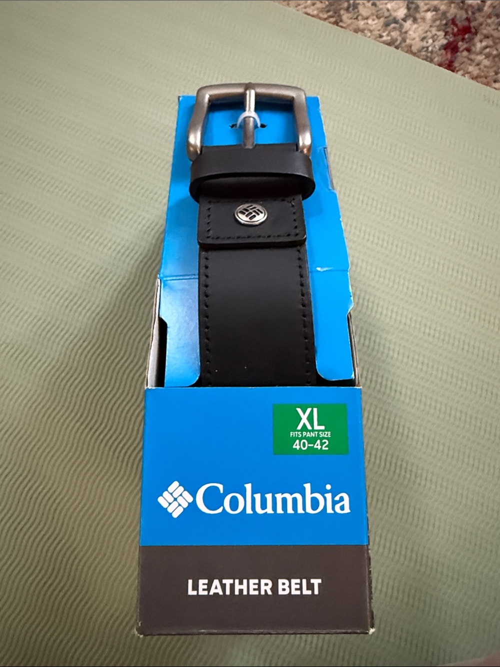 Columbia Black Leather Belt with Silver Buckle